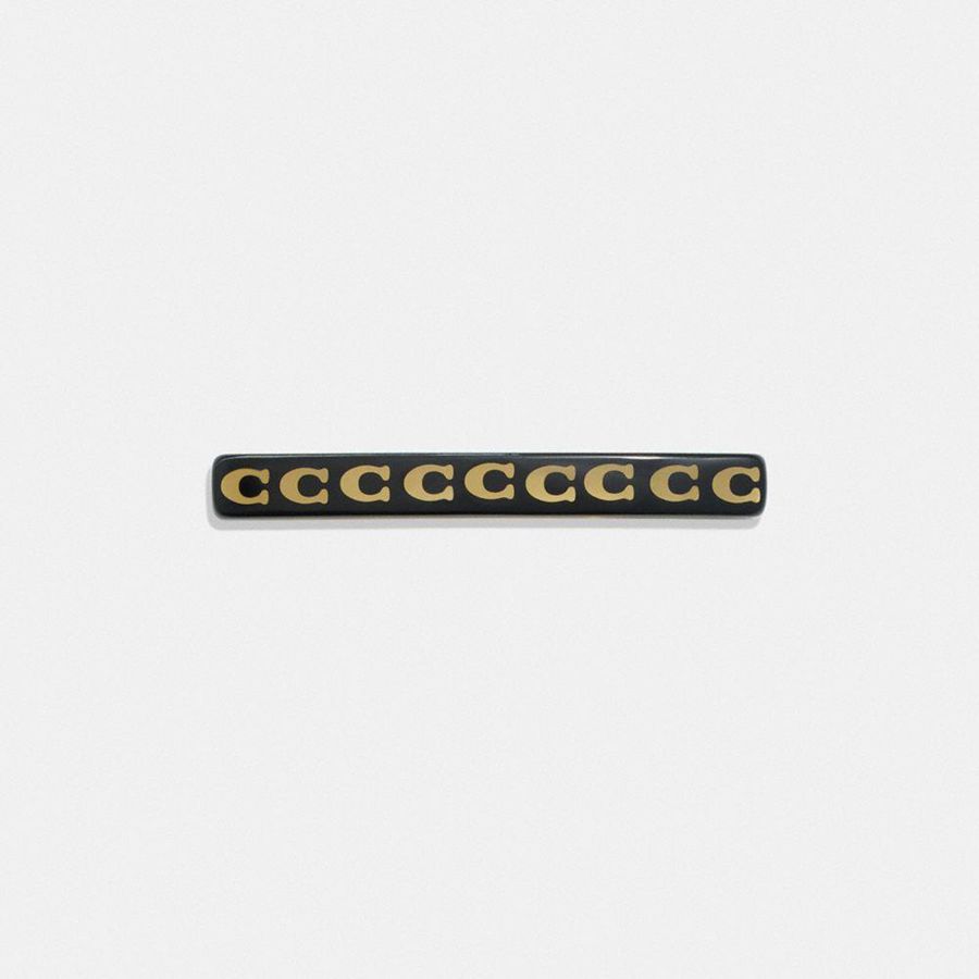 Joyería COACH Signature Resin Thin Hair Barrette Mujer Negras | CFE-315042
