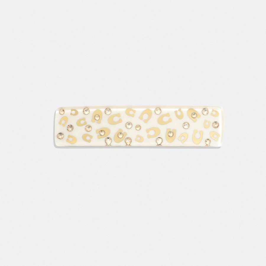 Joyería COACH Signature Resin Wide Hair Barrette Mujer Doradas | CWT-326017