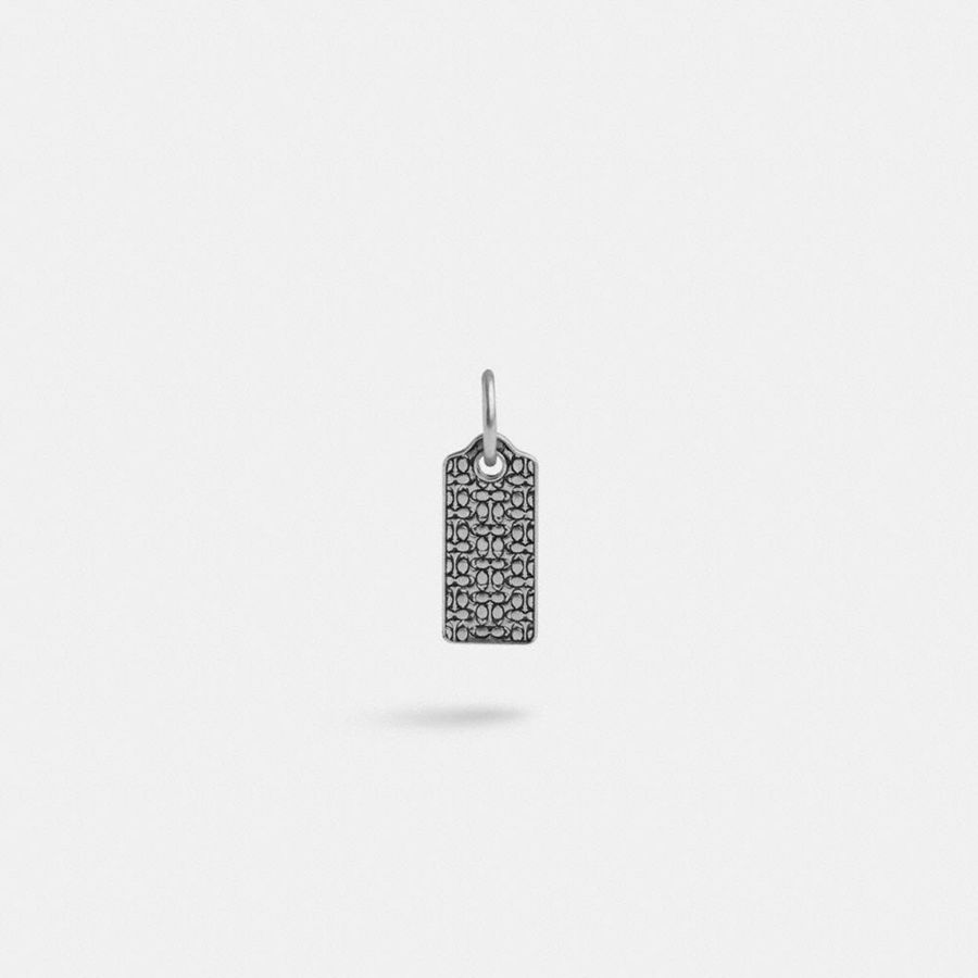 Joyería COACH Sterling Signature Hangtag Single Huggie Earring Hombre Plateadas | WVU-146079