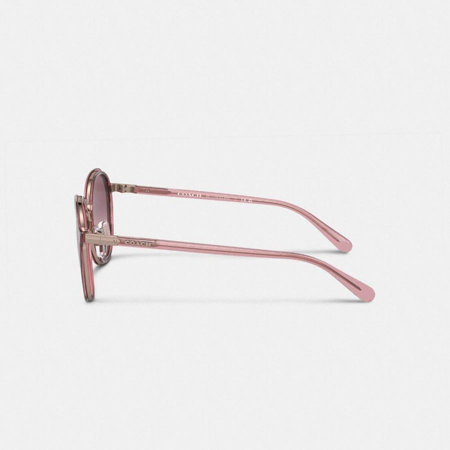 Lentes de Sol COACH Hangtag Geometric Round Mujer Rosas | UPO-570692