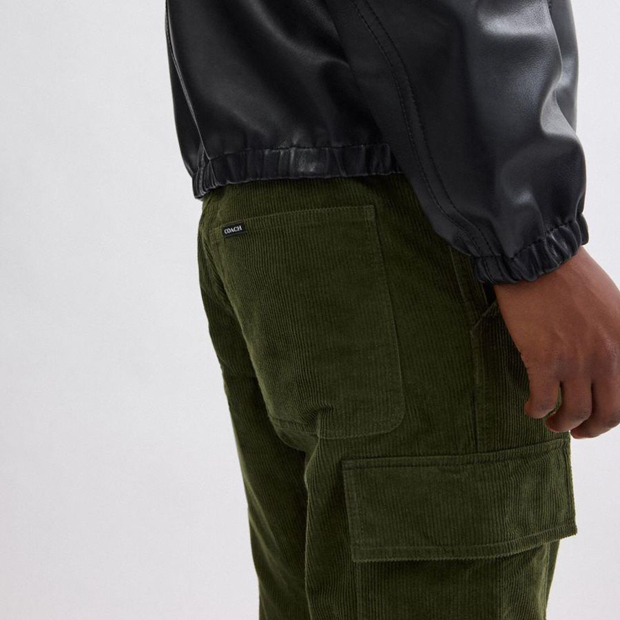 Pantalon COACH Corduroy Cargo Hombre Verde Oliva | LFP-179624