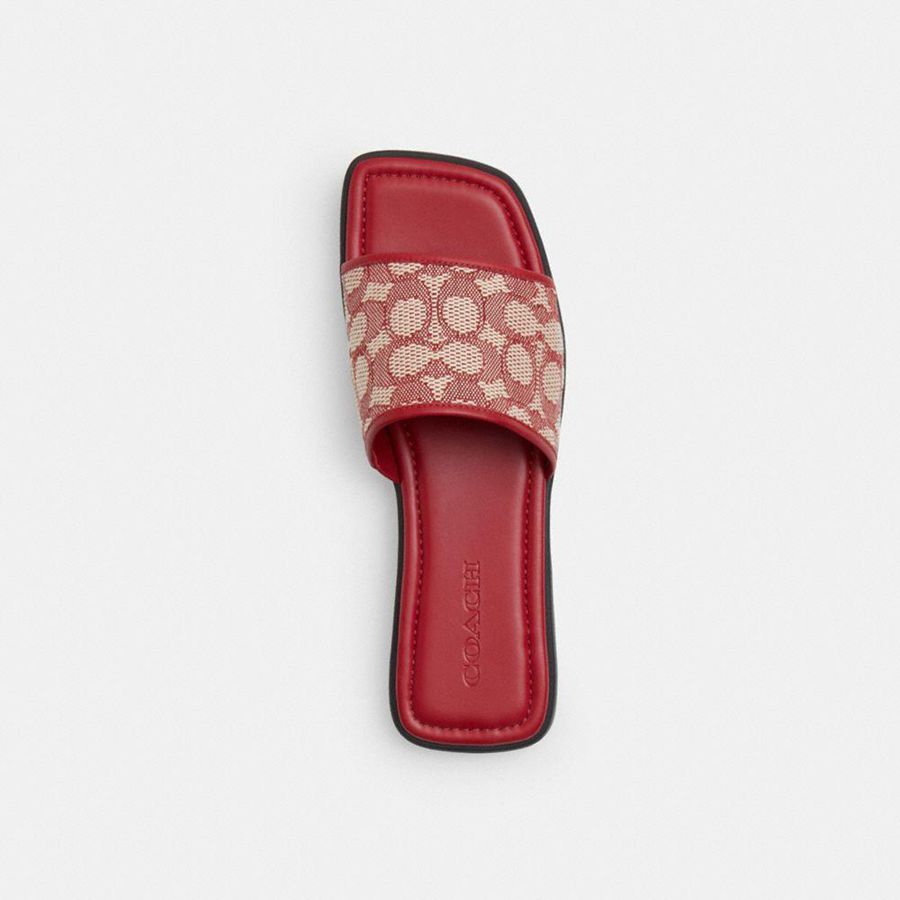 Sandalias COACH Florence In Signature Textile Jacquard Mujer Rojas | UYP-926308