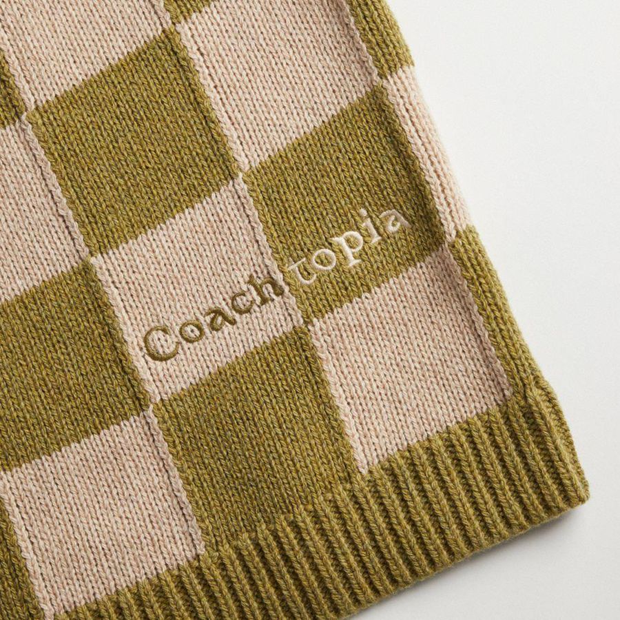 Suéter COACH Sweater Vest With Checkerboard Pattern Mujer Verde | NXO-427980