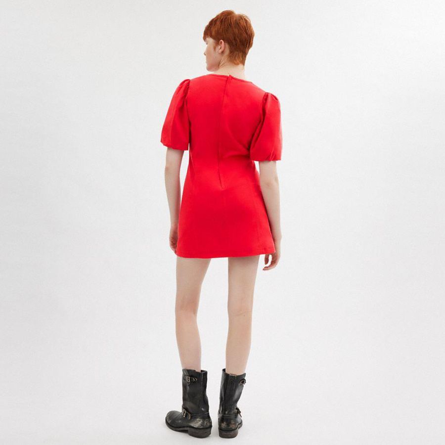 Vestido COACH Puff Sleeve Mujer Rojas | SED-617538